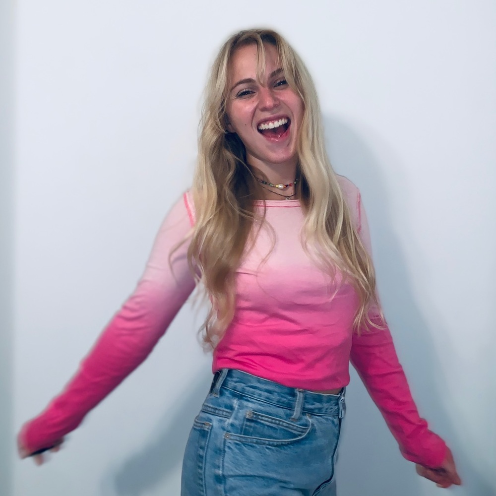 pink ombré long sleeve tee